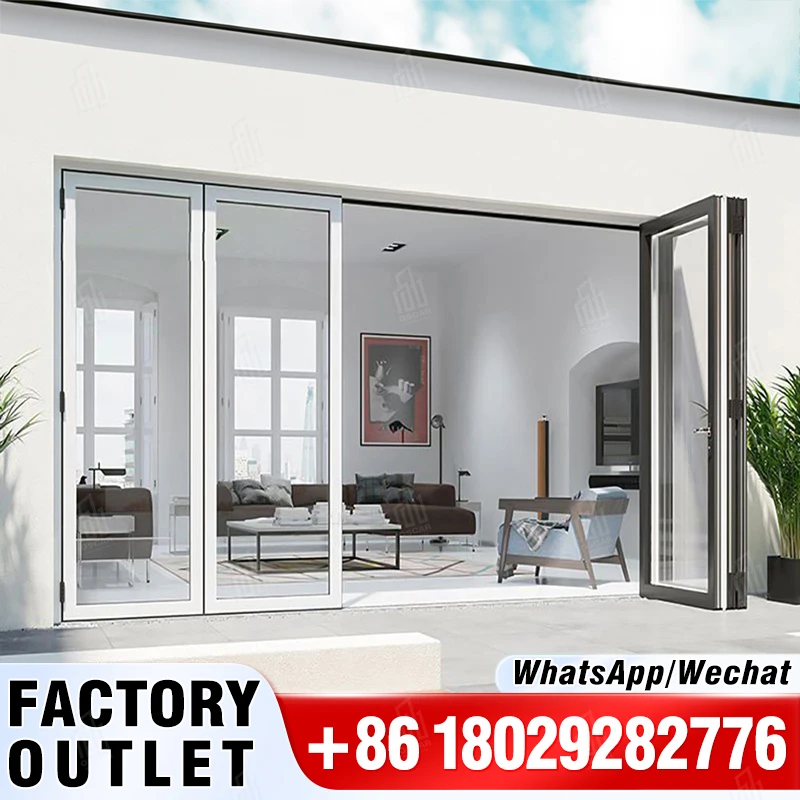 Oscaracso Folding Door Design Aluminum Sizes Horizontal Bi Fold Door And Windows Glass Side Folding Door