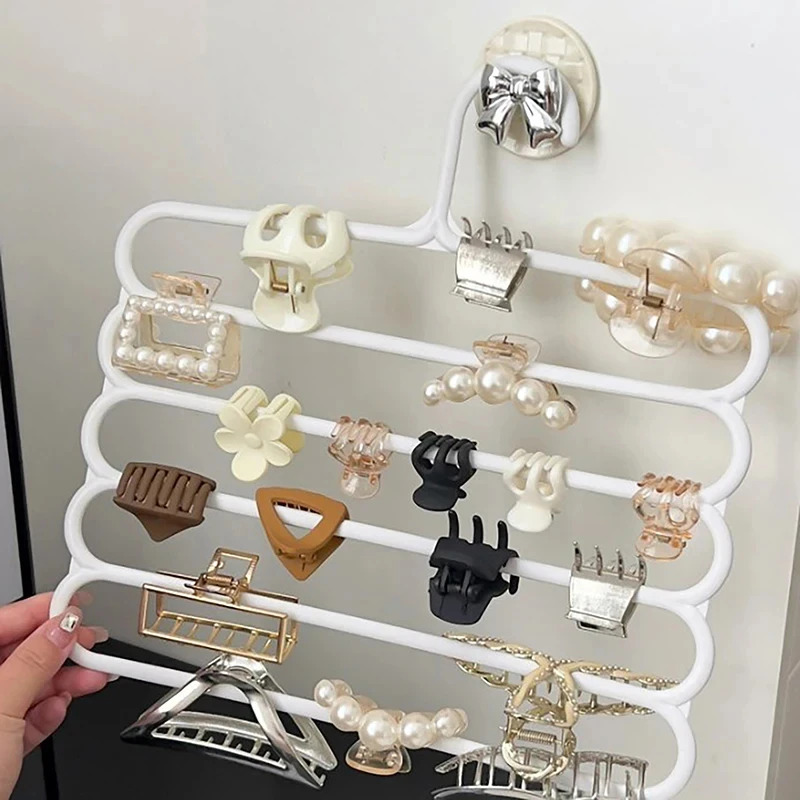 Rack de armazenamento de garra de cabelo, 5 camadas, organizador, grande capacidade, suporte de faixa de cabeça, pendurado na parede, cabide de grampo de cabelo, espaço para mulheres