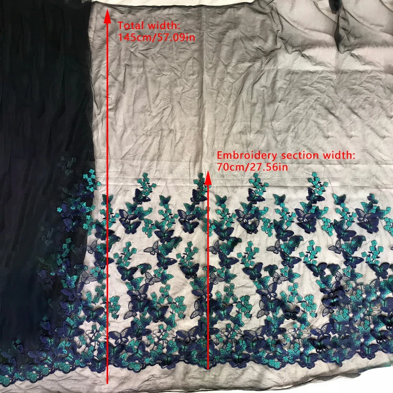 3Dバタフライ刺繍レース生地,ウェディングドレス用の手刺繍生地,重い手作りの衣類,日曜大工の縫製メッシュ生地