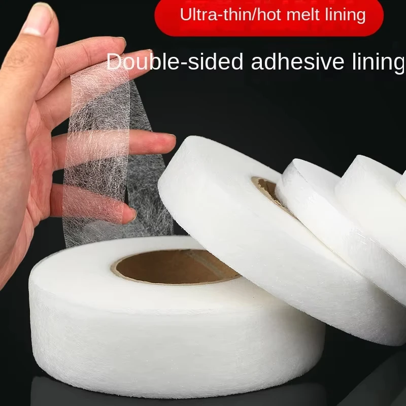 64 M/ม้วน Self กาวกางเกง Hem เทปไม่ทอ Double-Side Interlining กาว DIY Jean เสื้อผ้าความยาวสั้นเครื่องมือเย็บผ้า