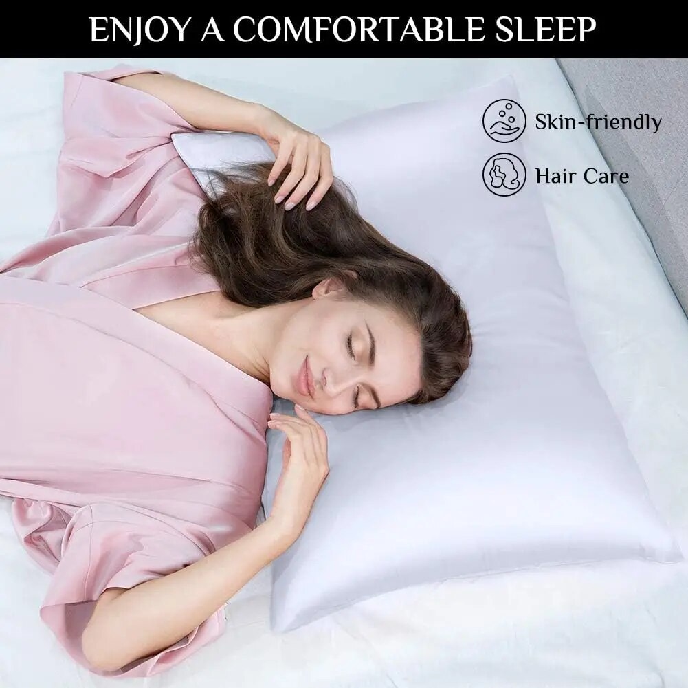 2 Stück Polyester-Kissenbezug für Haut und Haare, Satin-Kissenbezüge, weich, atmungsaktiv, glatt, kühlende Kissenbezüge zum Schlafen