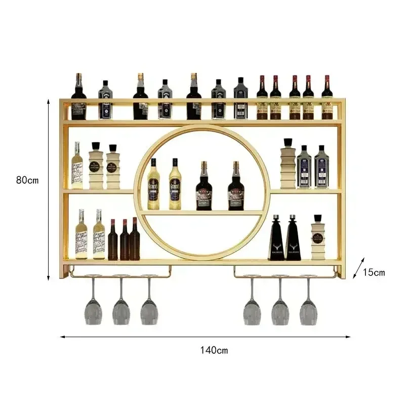 Industrial Wall Mounted Bar Wine Rack with Storage Cabinet Hanging Wine Shelf for Home Bar Dining Room Living Room Decor