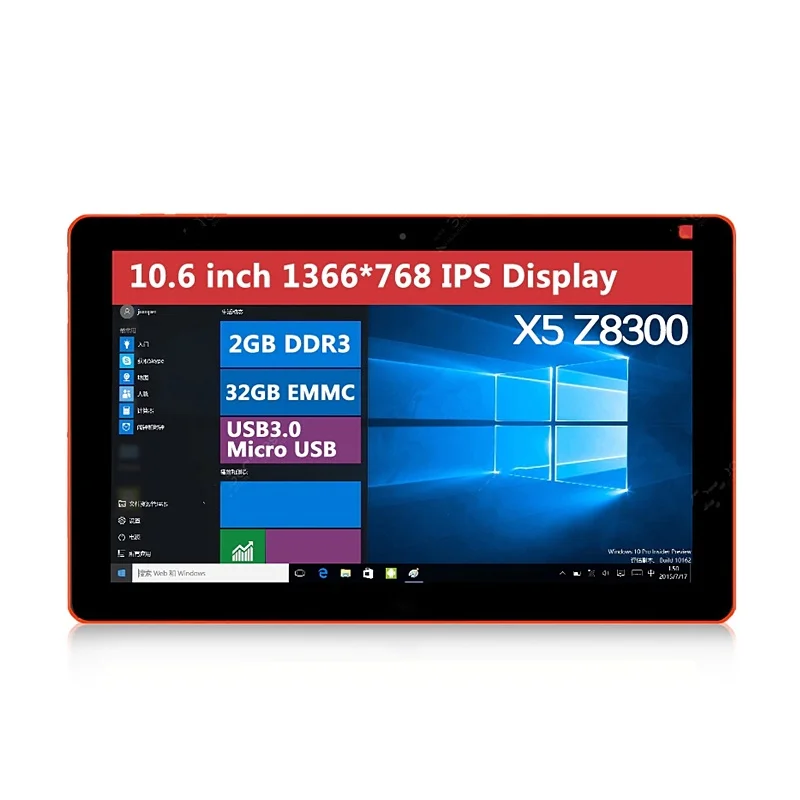 10,6 '' Windows 10 C24 tablet-pc 2 GB RAM 32G ROM Dubbele camera WIFI 6600 mAh 1,33 GHz Quad Core 1366 x 768 IPS USB 3.0