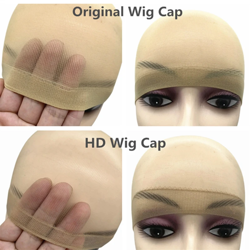 Cuffia per parrucca HD trasparente da 2 pezzi/borsa Cuffia per calza elastica ultrasottile traspirante invisibile e trasparente per parte anteriore in pizzo