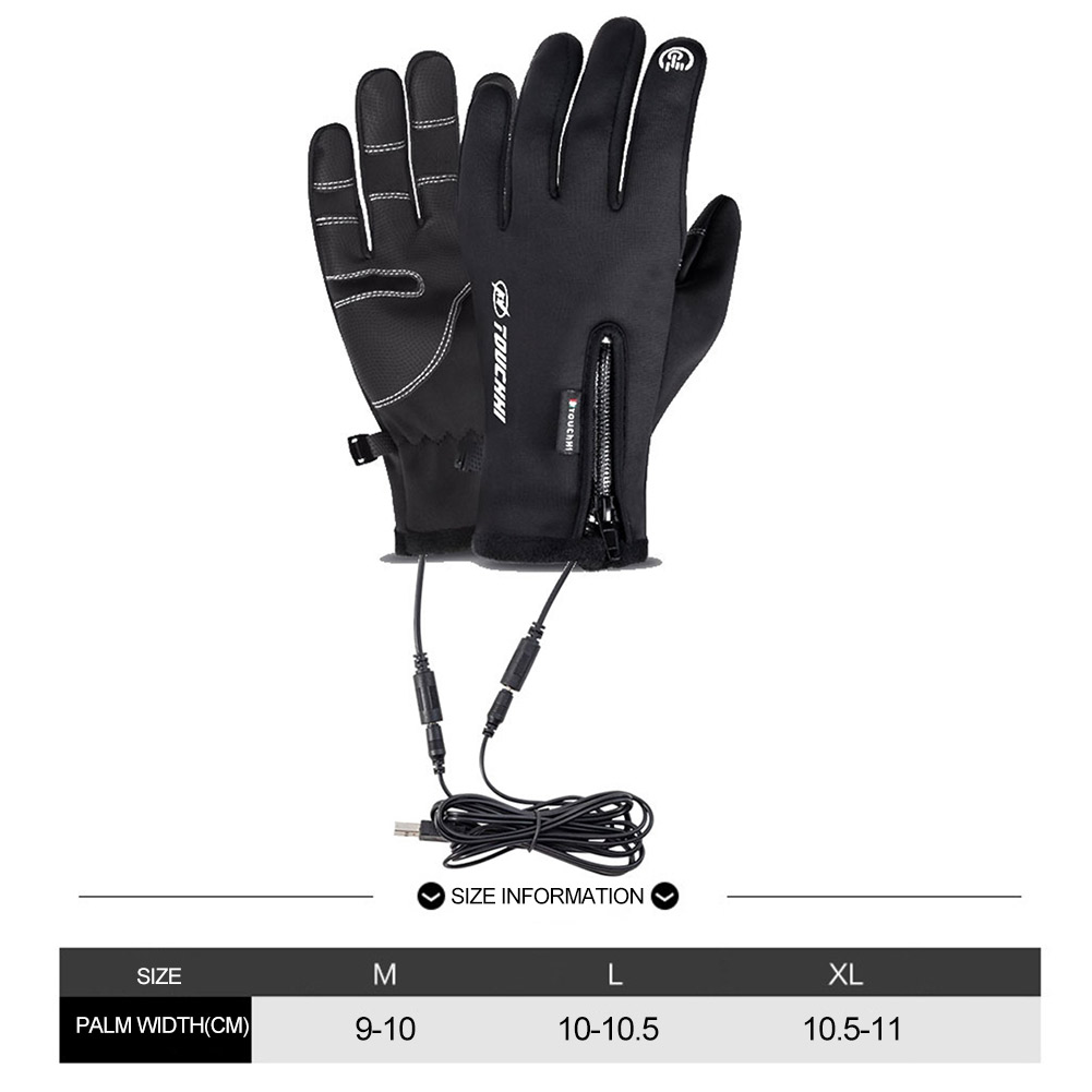 USB Touch Screen Gloves Winter Ski Gloves Windproof Heated Gloves for Cycling Running Driving Hiking Walking for Women Men