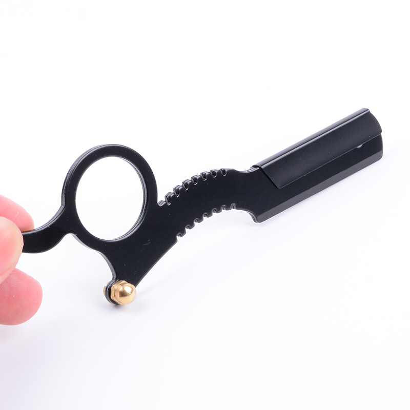 【Hot sales】New Old Fashioned Razor Manual Shaver Mini Thumb Shaver Men's Face Shaver Holder Eyebrow Shaver