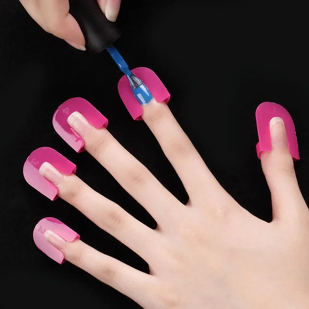 26 unids/set 10 tamaños G forma curva barniz Protector de uñas cubierta de dedo pegatinas francesas a prueba de derrames herramientas de manicura para decoración de uñas
