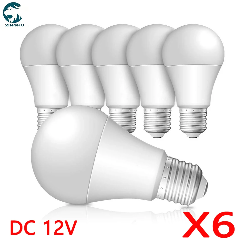 6 unids/lote DC 12V bombilla LED E27 lámparas 3W 5W 7W 9W 12W 15W Bombilla para bombillas LED solares 12 voltios iluminación de lámpara de bajo voltaje