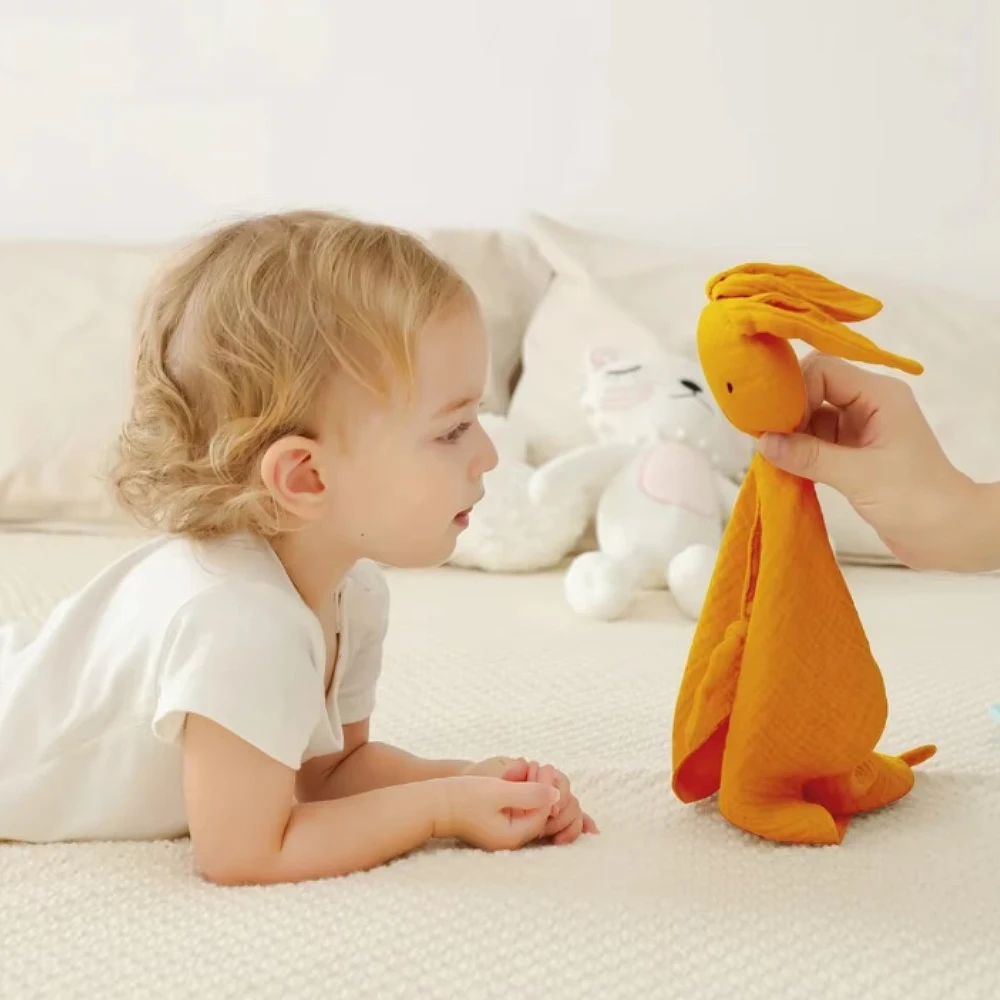 Serviette Confortable en Mousseline pour Bébé, Couverture Douce en Coton, Poupée de Sommeil pour Nouveau-Né, Jouet de Sommeil pour Enfants, Serviette Apaisante, Bavoirs