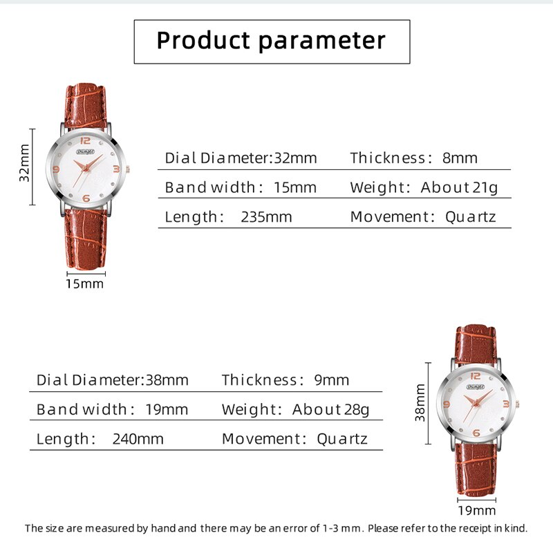 2 Stück Mode Paar Set Uhren Luxus Frauen Business Casual Leder Quarzuhr einfache braune Armbanduhr reloj Mujer