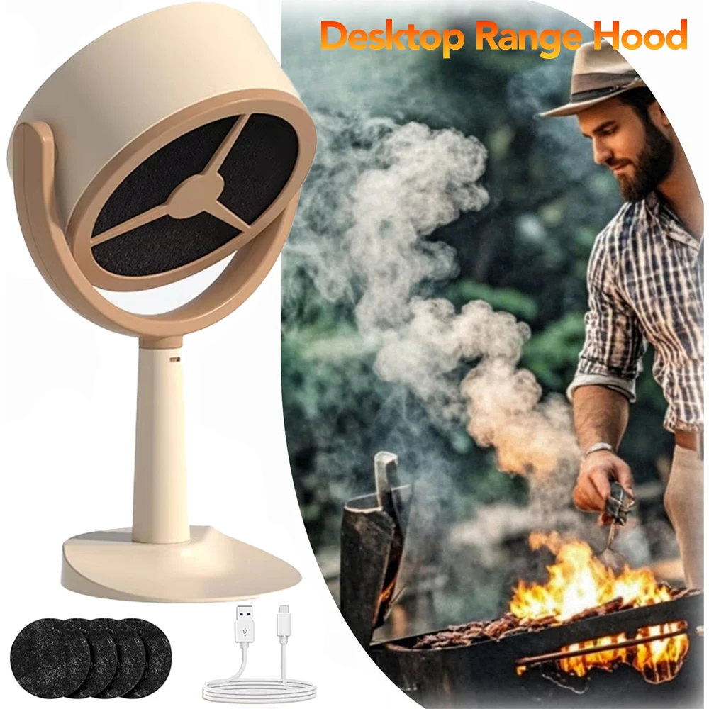 Hotte de cuisine de bureau pour cuisine, chargeur USB, ventilateur d'extraction, aspiration réglable, absorbe l'huile, extracteur de souffleur d'air pour barbecue intérieur