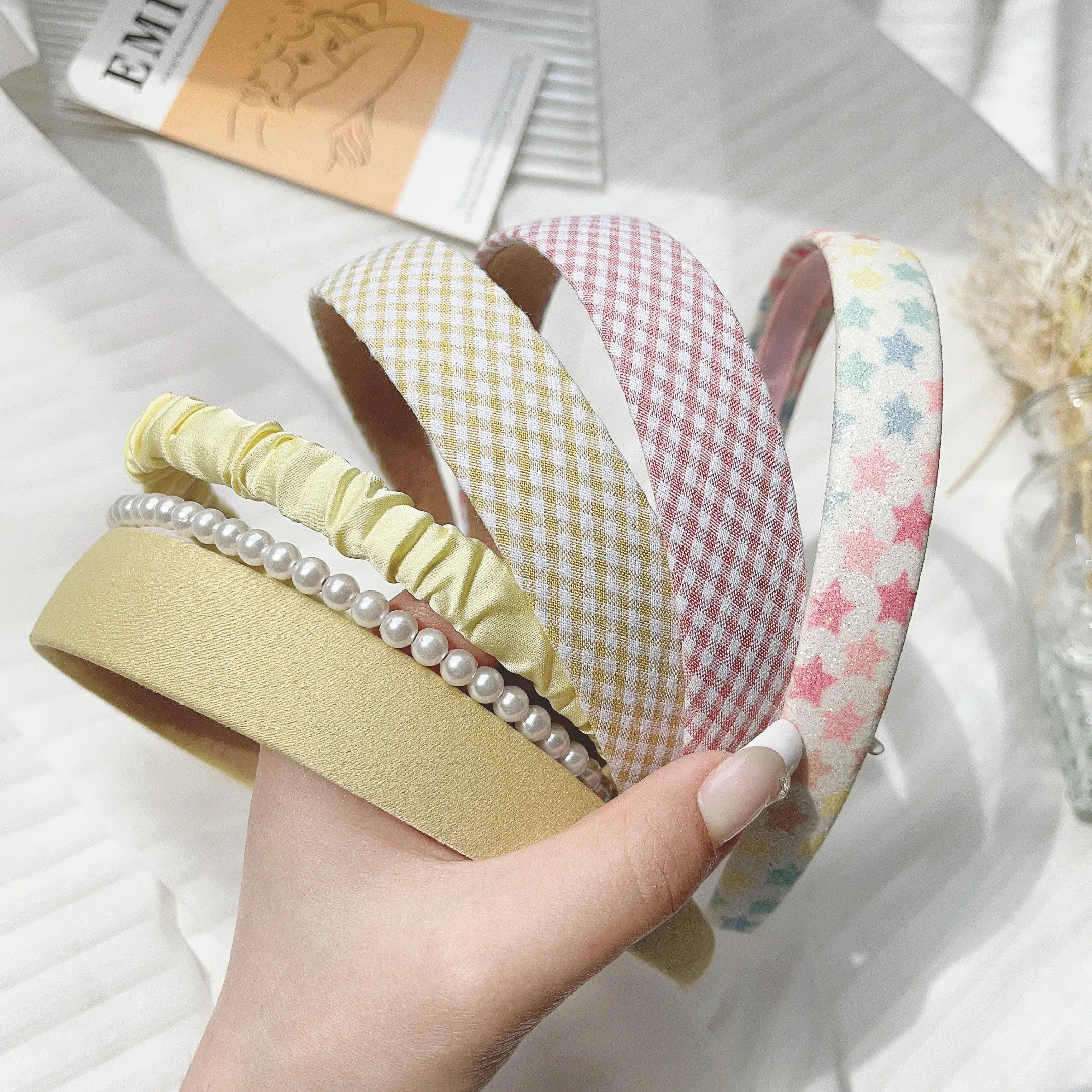 3 unids/set de bandas para el cabello de tela para mujeres y niñas, diadema con perlas y flores, aro para el cabello, accesorios para el cabello a la moda para mujer, regalos