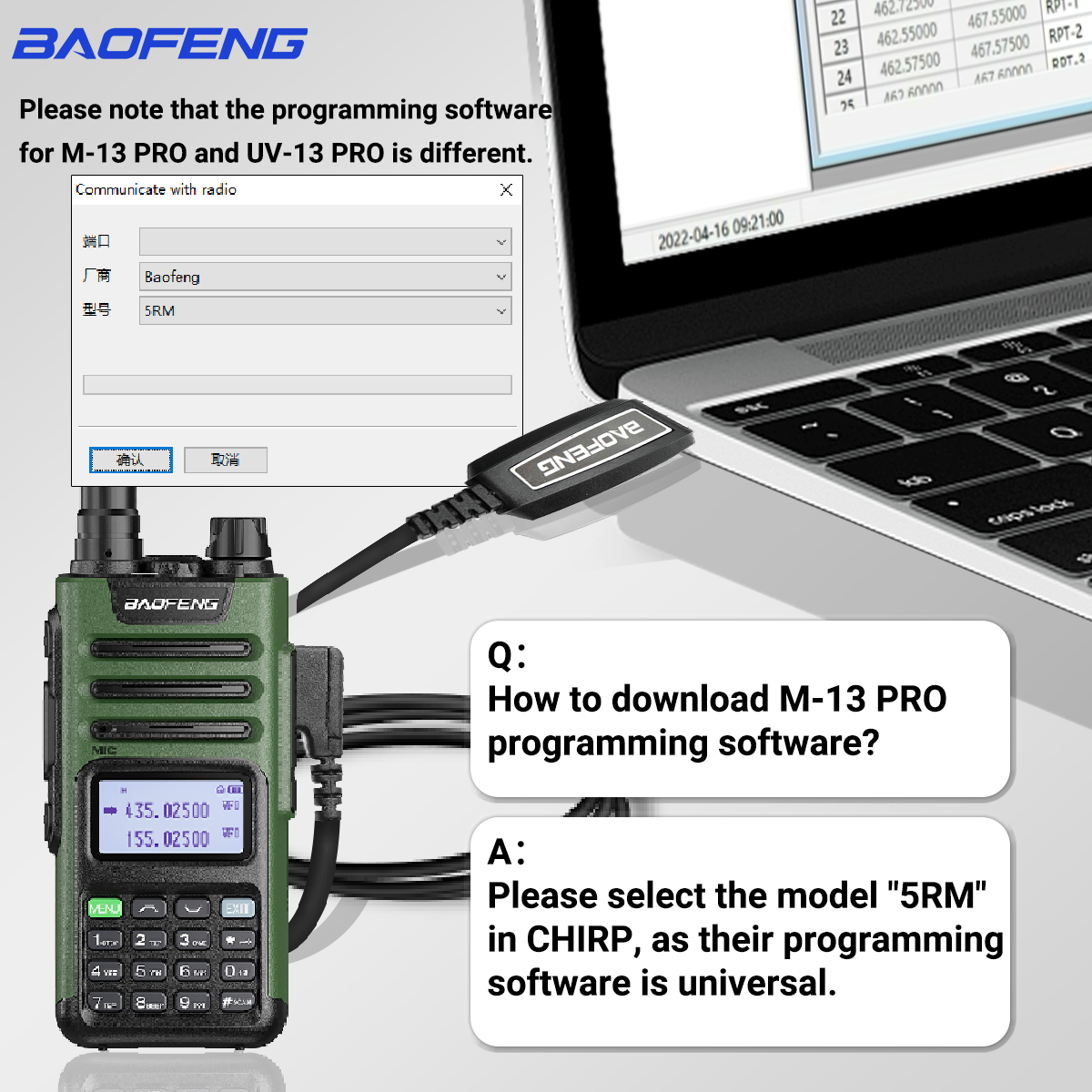 BaoFeng M-13 Pro Walkie Talkie Wireless Copy Frequency Type-C Charger Long Range Air Band High Power UV13 K5Ham Two Way Radio