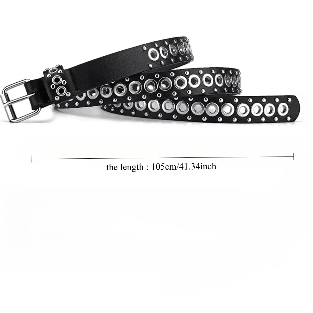 Cinturón de mujer, cinturón fino con remaches a la moda, cinturón con hebilla de aguja personalizada, cinturón estilo Punk HipHop de tendencia urbana