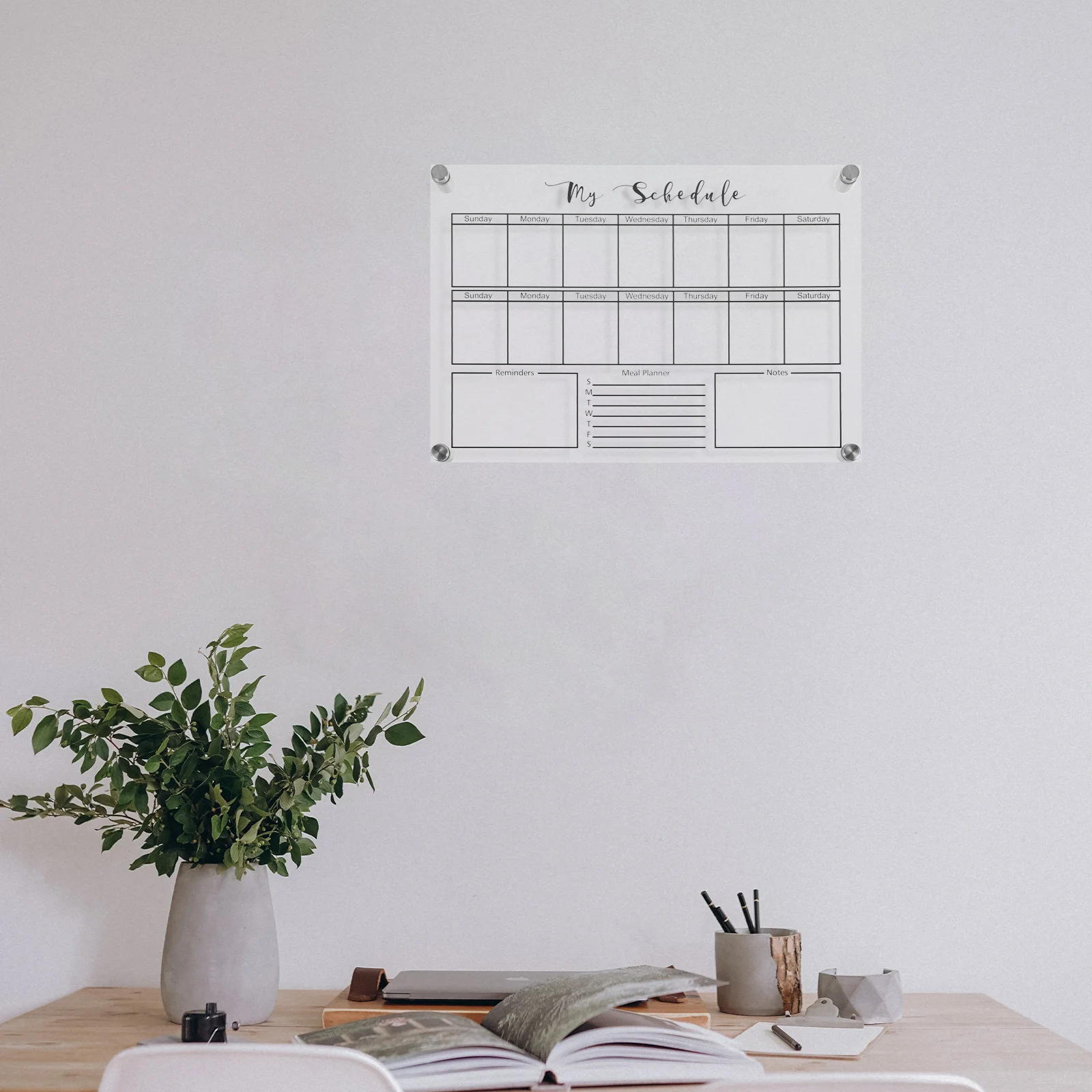 Wochen planer Brett Glas Büro Schreibtisch trocken löschen Tisch Tafel Acryl schreiben weiß