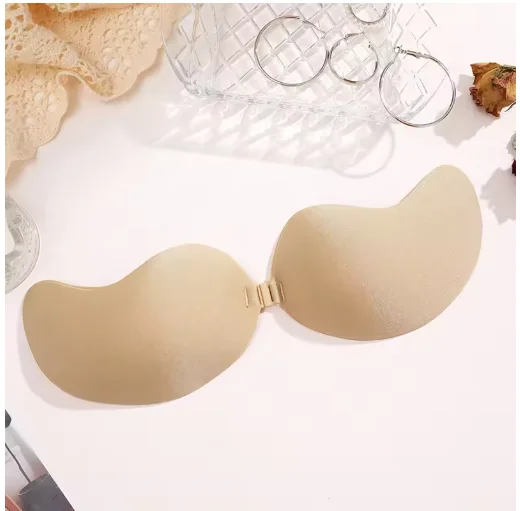 FINETOO 1 Paar unsichtbare Unterwäsche für Damen, Nubra-Brustpflaster, zweifarbig, hypoallergen, Mango-Cup-BH, Silikon, nicht fallend, dünn