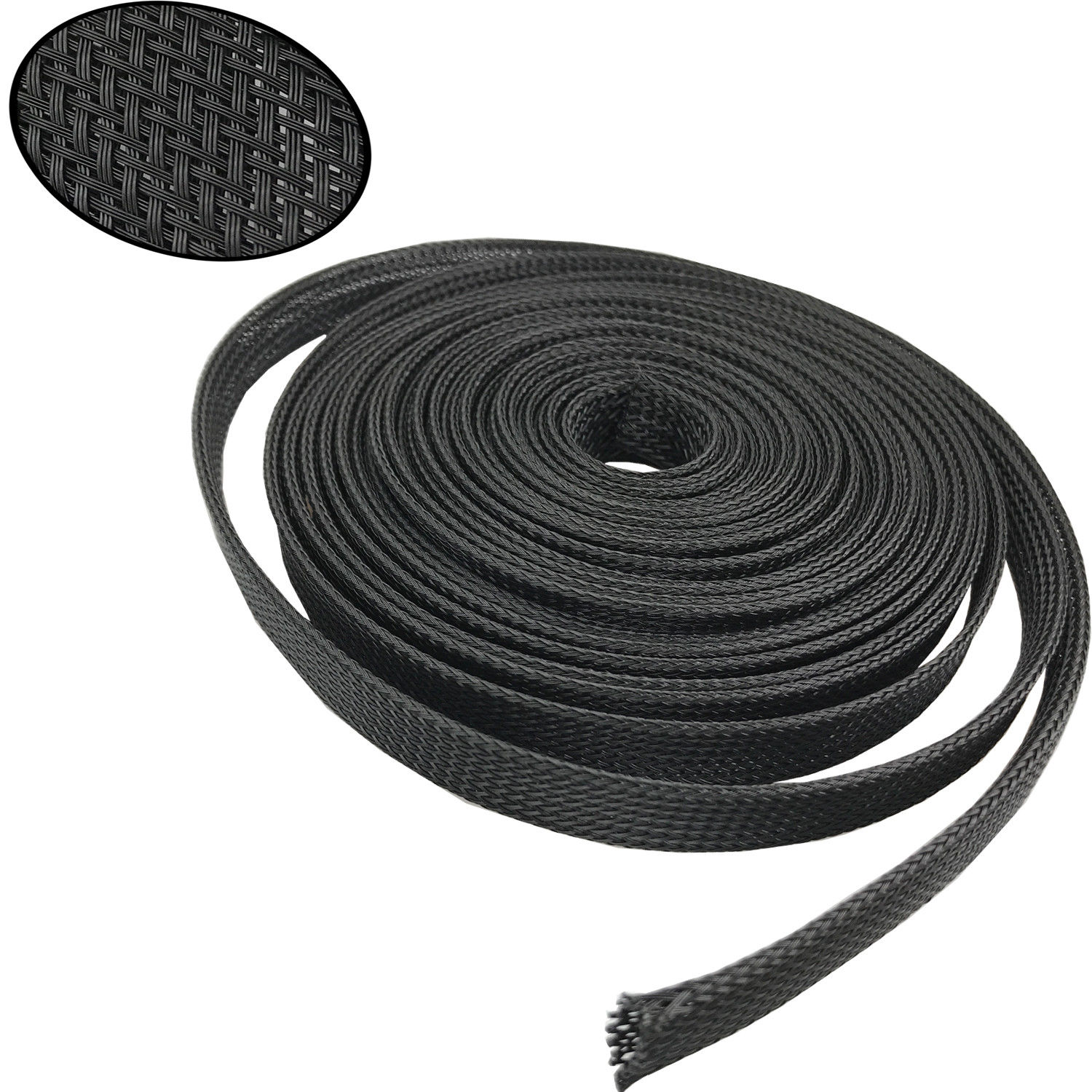 Manga de Cable negra PET, longitud 1/3/5/50/100M, funda trenzada aislada, Cable de protección de línea de datos, tubo de nailon ignífugo