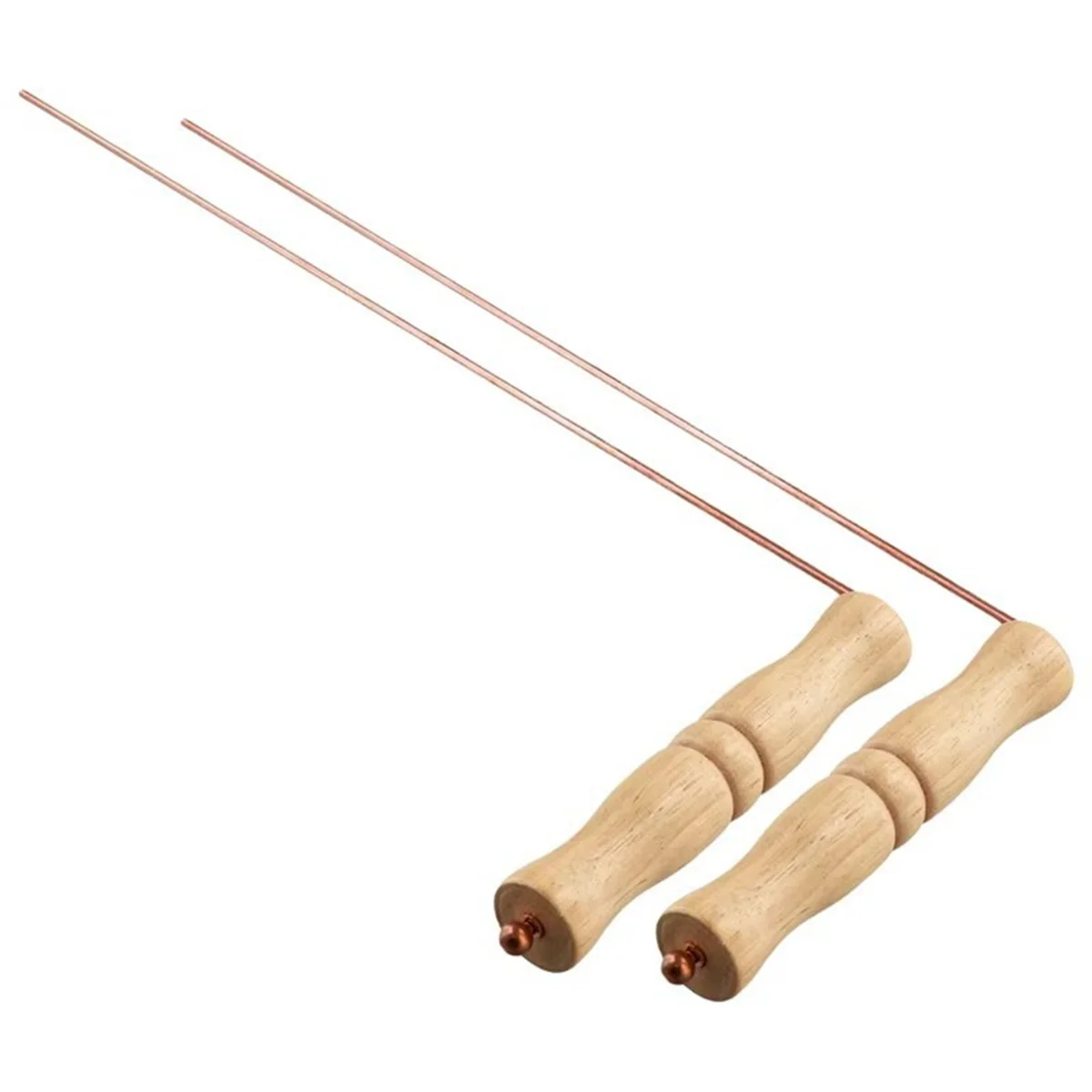 Kit de hastes de radiestesia de cobre BAAU para ferramenta de adivinhação - 2 peças de alças de madeira natural, hastes de adivinhação