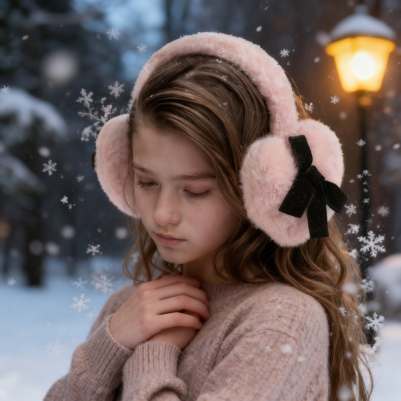 1pc Damen Winter Einfarbig Ohrenschützer, Outdoor Wärme Flauschigen Fleece Winter Faltbare Ohrenschützer für Mädchen Faltbare Zubehör