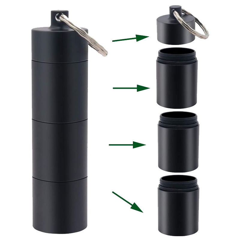 ミニポータブルアルミ防水ピルボックスケース密封された 3 回グリッド 1 日オーガナイザータブレット旅行医学ビタミン魚油