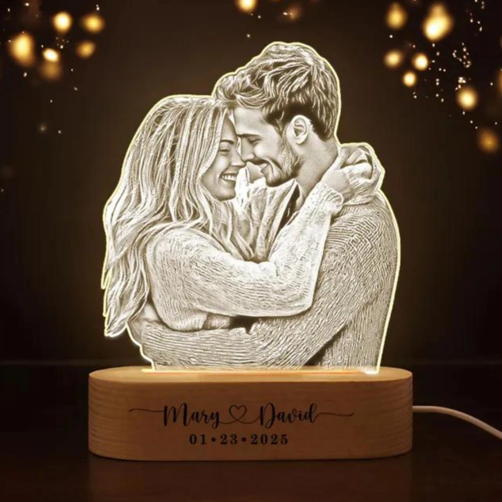 Anniversary Women Men Couples Gifts Custom Photo Lamp Love Frame Personalized Acrylic Plaque Valentine's Day 3D Night Light Gift