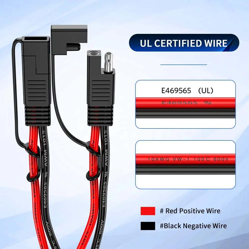Anchtek 10AWG 1 ～ 2 SAE ～ SAE 延長ケーブル SAE DC 電源自動車アダプターケーブル SAE プラグ ソーラーパネルバッテリー充電器用