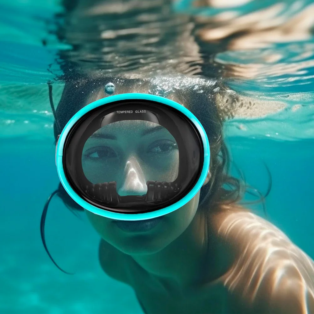 หน้ากากดําน้ํารูปไข่ Spearfishing หน้ากากคลาสสิกสไตล์ย้อนยุคแบบพาโนรามามุมมองกว้างแว่นตาดําน้ําเลนส์กระจกนิรภัยสําหรับผู้ใหญ่