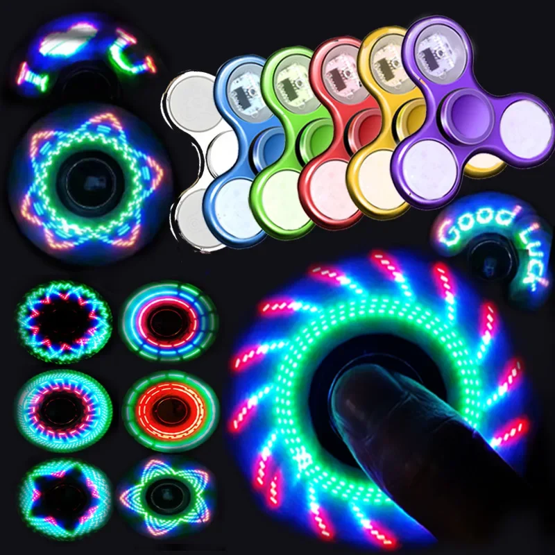 6 colores creativos luz LED luminosa Fidget Spinner cambia mano Spinner Golw en la oscuridad juguetes para aliviar el estrés regalos para niños