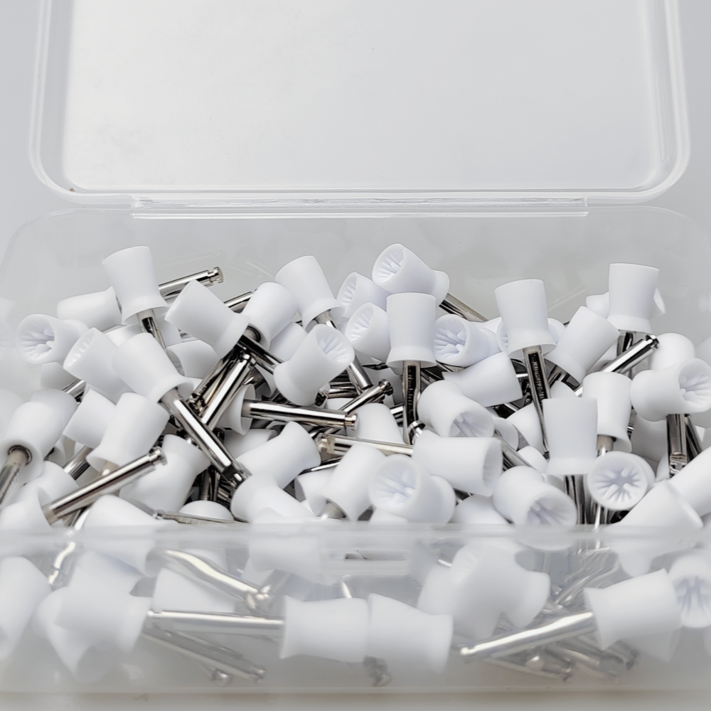 100 pçs/caixa copo de polimento dental tipo trava borracha dente polonês escova prophy copo para handpiece baixa velocidade materiais laboratório odontologia