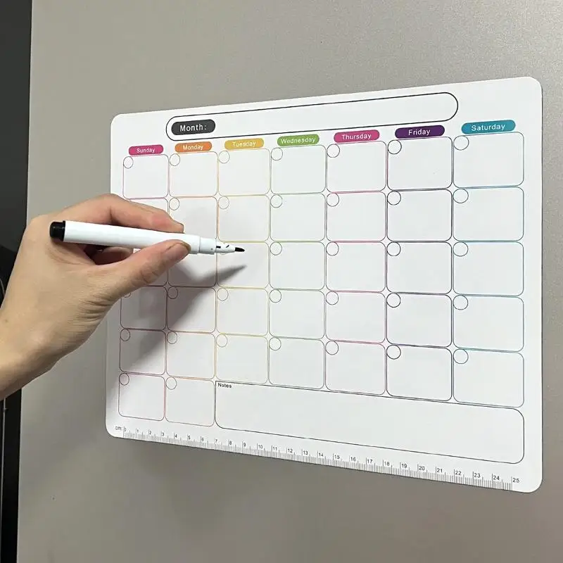 Monthly Planner Whiteboard Record Message Board Memo Pad Magnetic Refrigerator Dry Erase Calendar Kitchen Fridge Decor