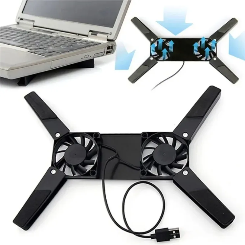 Air-cooling Laptop Cooler Bracket USB Powered Cooling Dock Laptop Cooling Pad 2 Fan for Notepad Universal 7 15" 1 Notebook Stand