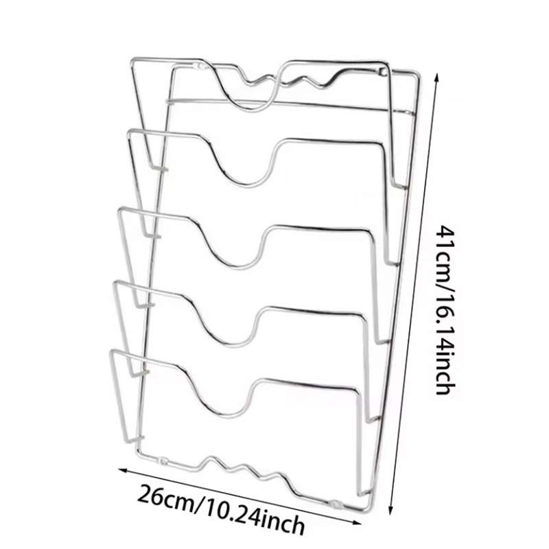 Keukenorganizerrek Muurhangend potdekselrek Vijflaags potdeksel Metaal Roestvrij multifunctioneel rek Potdeksel opbergrek