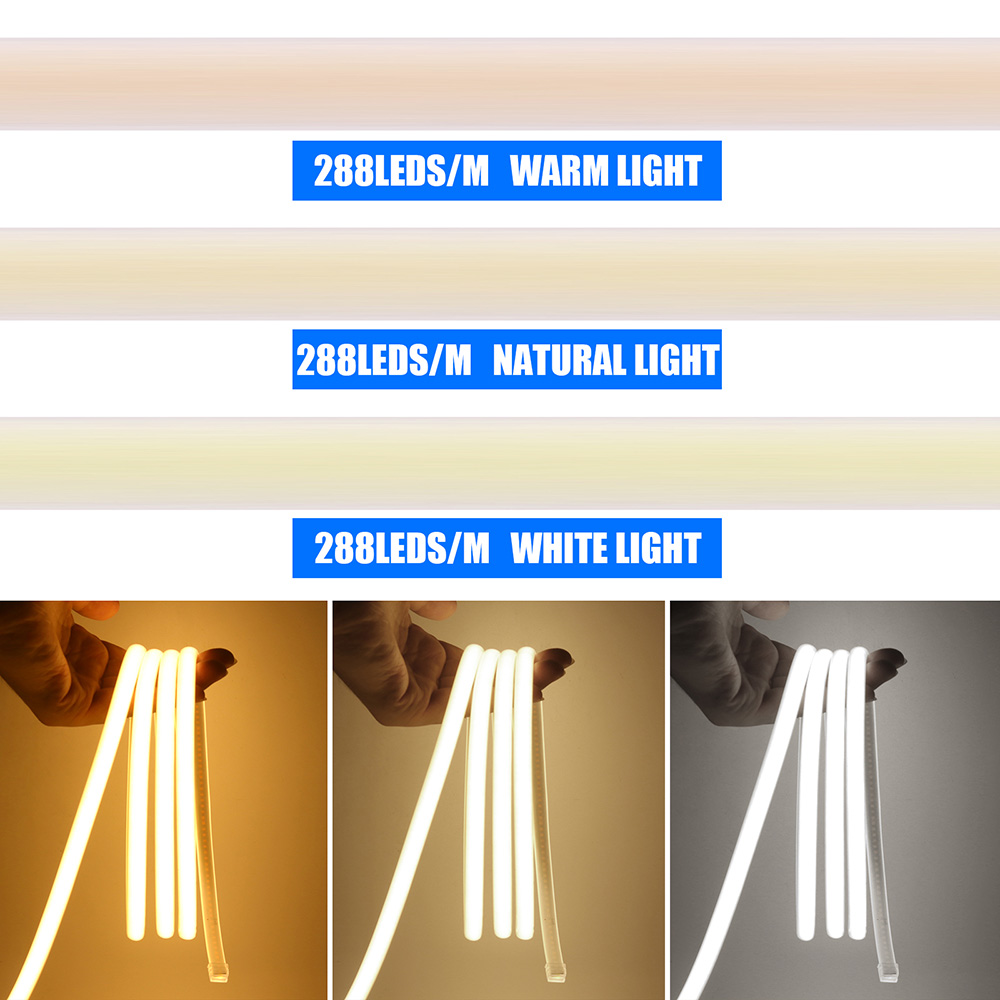 Wall Touch Wifi Bluetooth COB LED Neon Strip Light 220V Dimmable 23key Remote Control Power Kit AC 220V 288LED/m Waterproof Rope