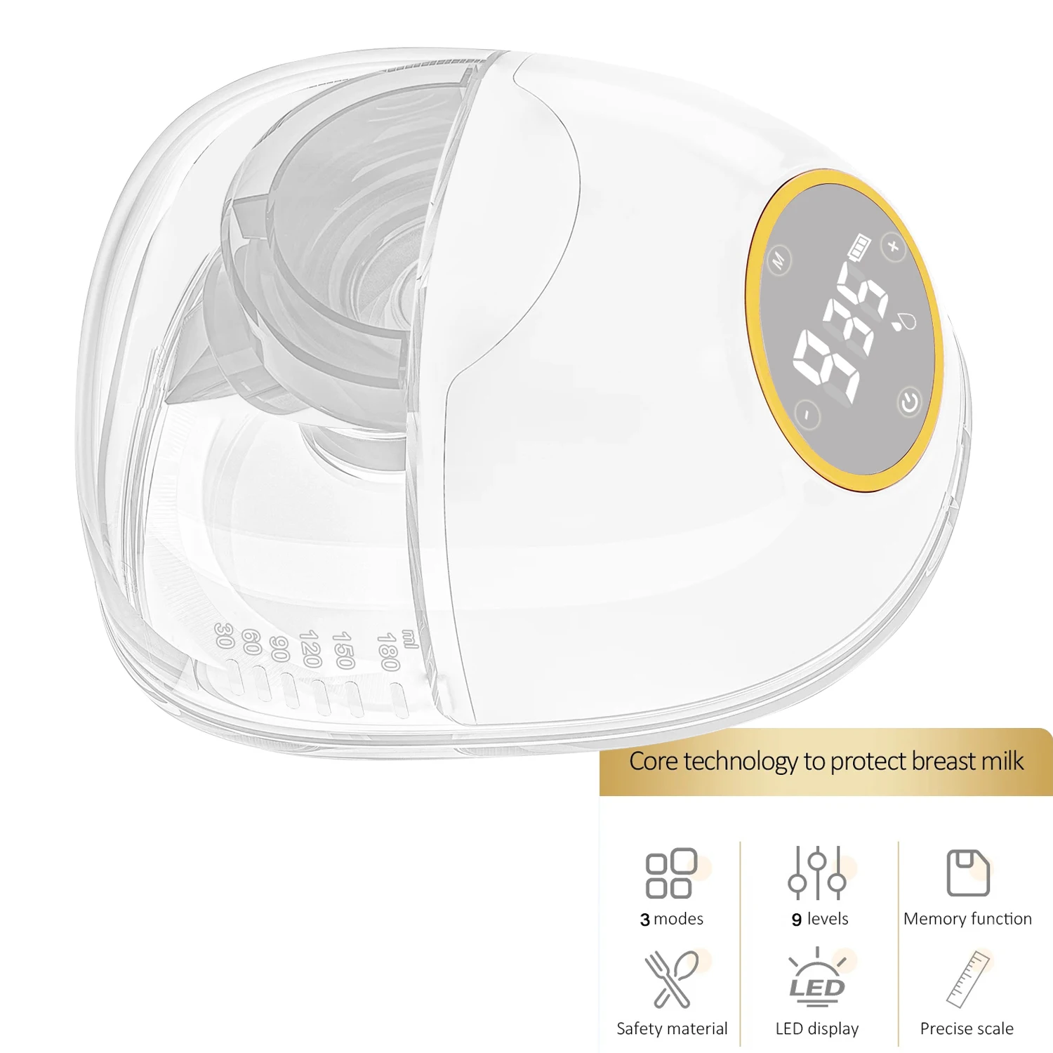 Tire-lait électrique portable intelligent, collecteur de lait confortable avec affichage LED, 3 Modes