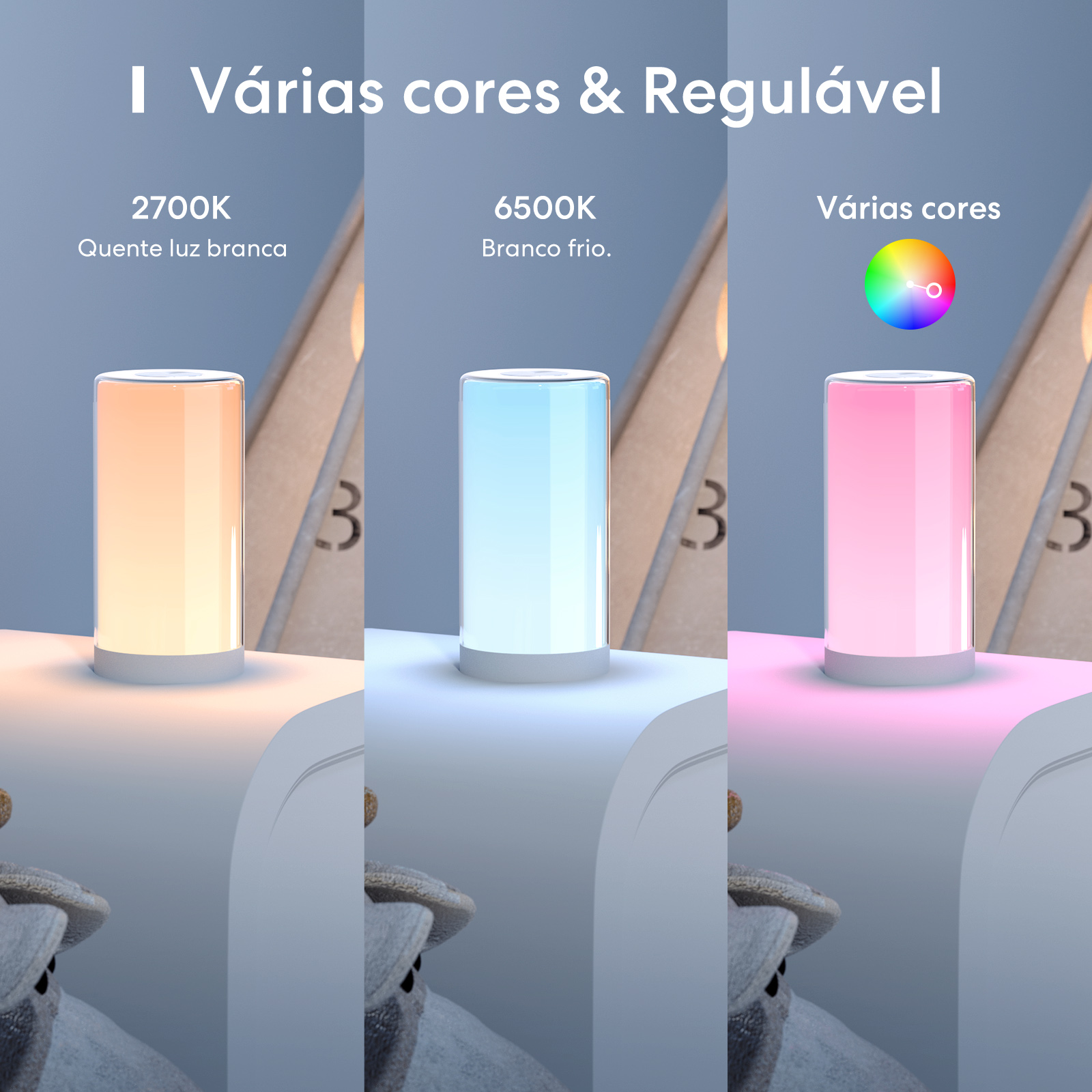 Meross HomeKit-Candeeiro De Mesa Inteligente, Luz De Cabeceira Regulável, Sensor De Toque, Suporte Alexa e Google Assistente, LED RGBWW, Lâmpada Noturna Wi-Fi, 6W