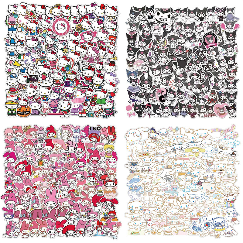 50/100 Stuks Sanrio Sticker Kawaii Hello Kitty Kuromi Melodie Cinnamoroll Laptop Skin DIY Dagboek Briefpapier Stickers Geschenken
