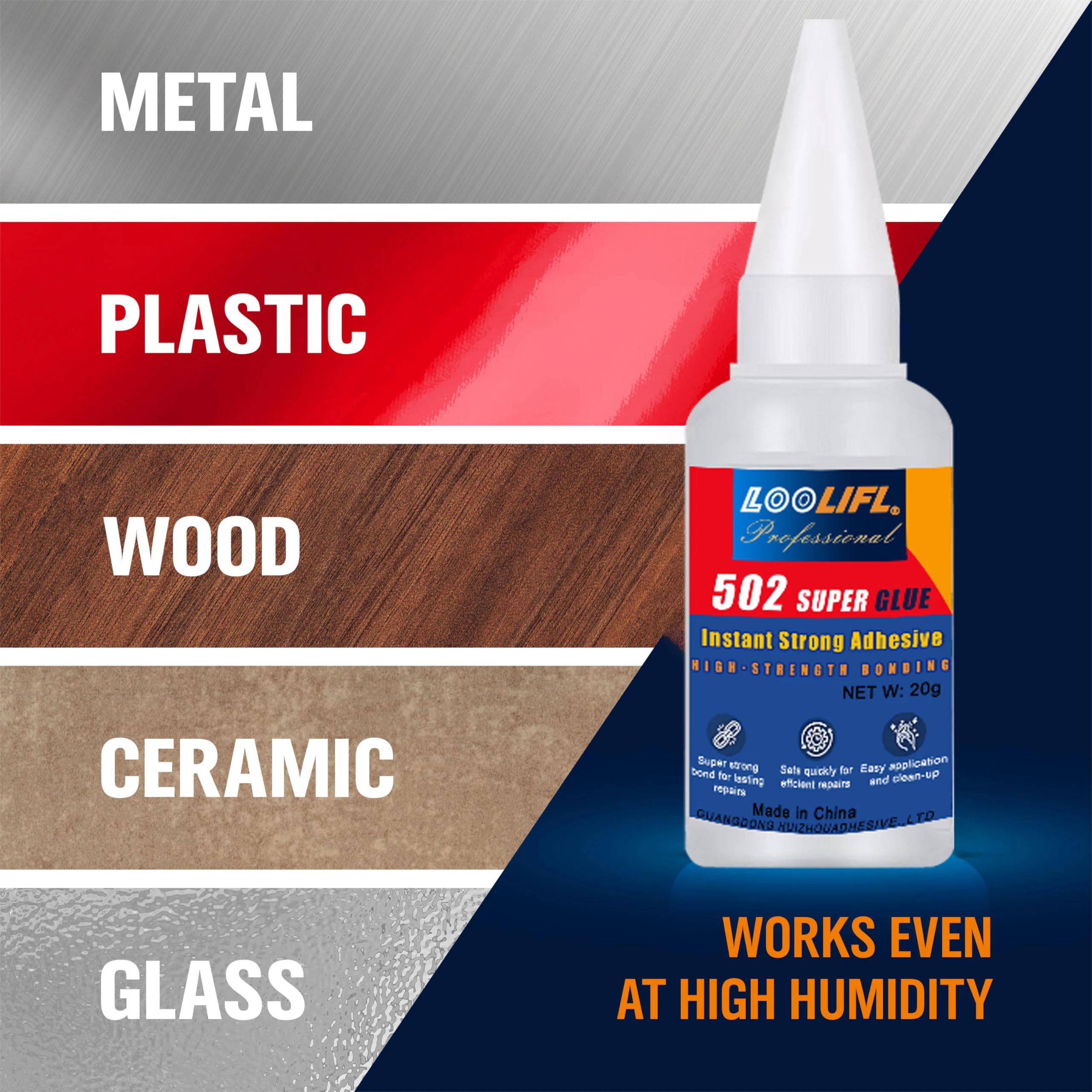 502Super Adhesive Multi functional Adhesive, used for metal, plastic, daily maintenance, DIY, and small-scale process repairs20g