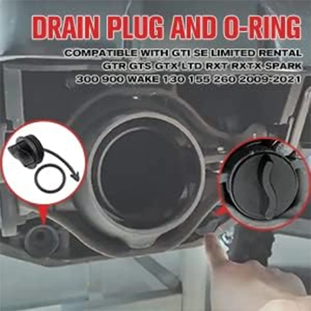 O plugue de drenagem de 4 unidades substitui 292001352 292001320 292002024   Plugue de drenagem preto e anel de vedação compatível com SeaDoo Spark RXT GTI GTX Wake