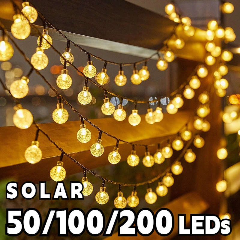 2024 nouveau Globe de cristal solaire LED guirlandes lumineuses LED lumière extérieure solaire IP65 guirlande lumineuse de noël pour la décoration de fête de jardin
