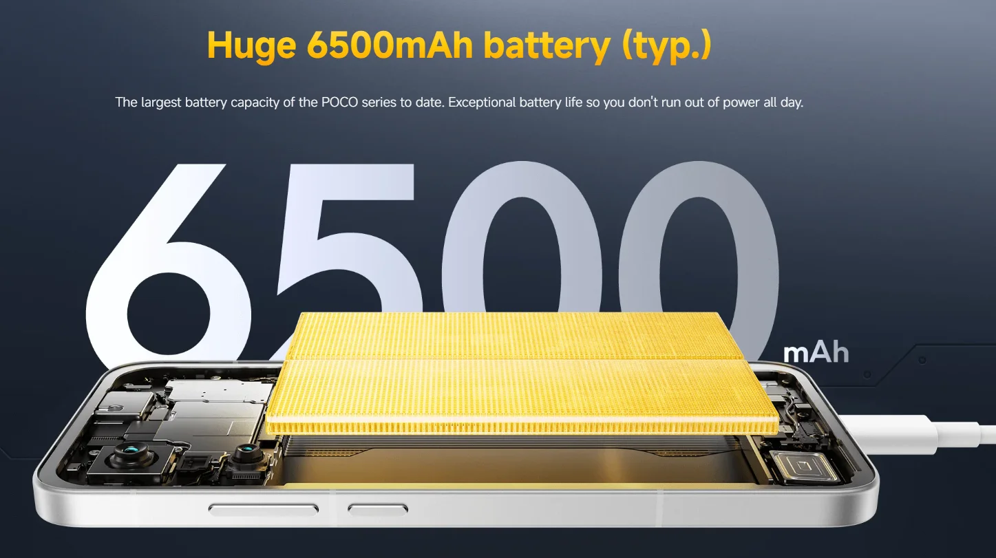 POCO F7 5G NFC-smartphone zonder leeuwebek-oplaadkop ® 8 Gen4 6500 mAh ultraheldere 6,83 "1,5K-display