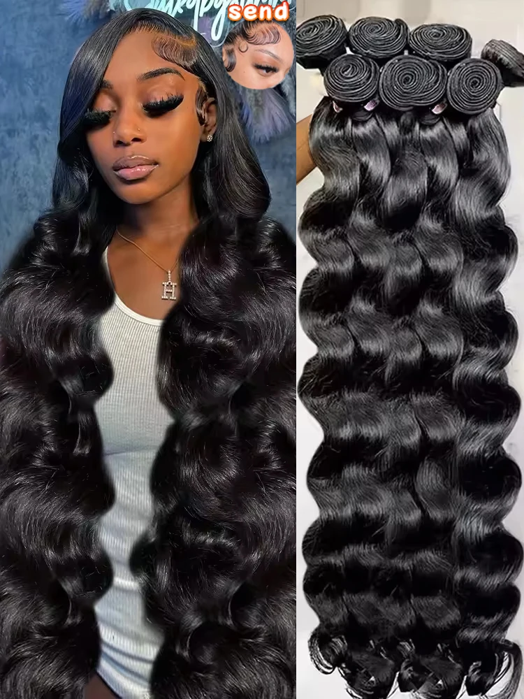 30 40 Polegada 3 4 pacote solto onda do corpo pacotes 100% cabelo humano não processado 16a feixes de cabelo cru extensões brasileiro natural preto