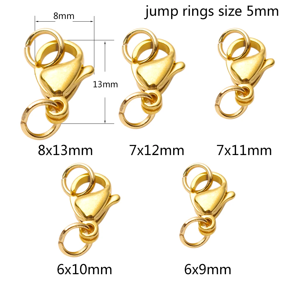 20-40 Chiếc Vàng Thép Không Gỉ Tôm Hùm Móc Nối Nhảy Nhẫn Vòng Tay Vòng Cổ Dây Chuyền Tự Làm Trang Sức Làm những Phát Hiện