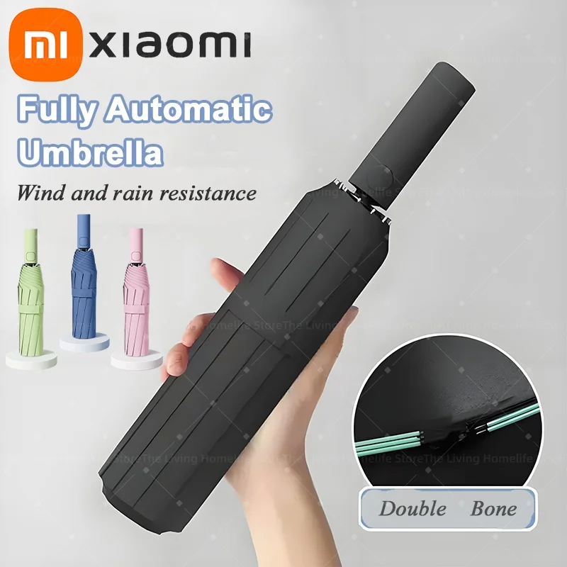 Xiaomi 24 Bone Folding Umbrella Fully Automatic SPF 50 UV Double Bone Protection Rain Resistance Strong Wind Resitance Umbrella