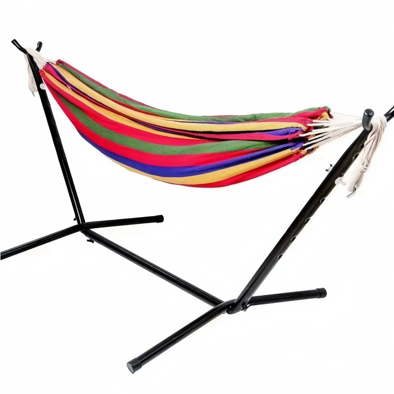 Marco de hamaca para acampar al aire libre, desmontable, fácil de llevar, estabilización de refuerzo, soporte de suelo de hierro, muebles de interior y exterior