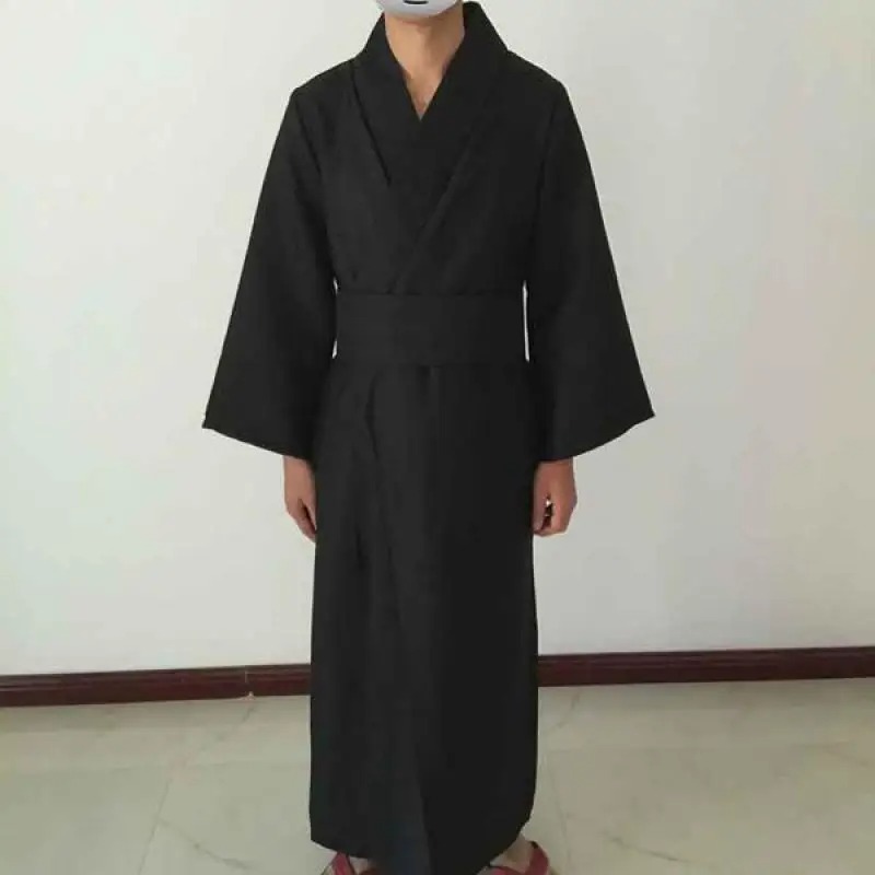 Masculino clássico preto quimono robe samurai roupas tradicional japonês cosplay yukata casa pijamas roupão