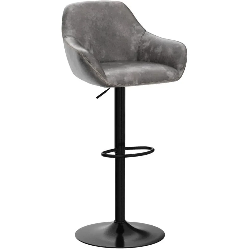 Bar Stools Set of 4, PU Leather Swivel Counter Height Barstools, Adjustable Bar Chairs with Backrest and Footrest, Kitchen