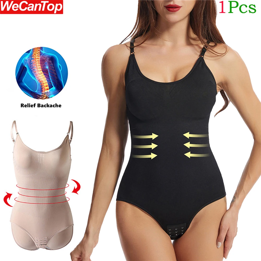 1Pcs Shapewear Waist Trainer Bodysuits Women Clothing Tummy Control Seamless Full Trainer Body Shaper Square Neck Jumpsuits Top