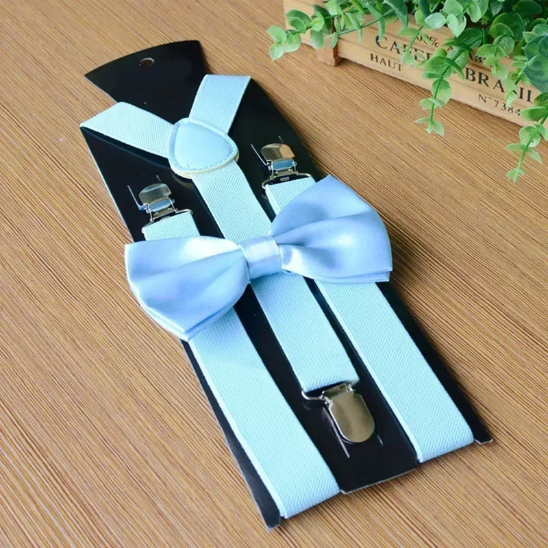 Tirantes elásticos ajustables a juego para hombre, conjuntos de tirantes y pajarita, disfraz elegante, accesorios formales de moda sólida para hombre