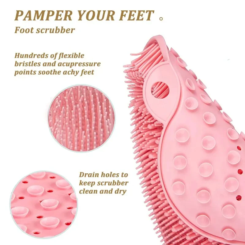 Exfoliating นวดอาบน้ํา Scraper ห้องน้ํา Non-SLIP Bath MAT แปรงนวดหลังซิลิโคนล้างเท้าทําความสะอาดร่างกายชุดว่ายน้ําเครื่องมือ