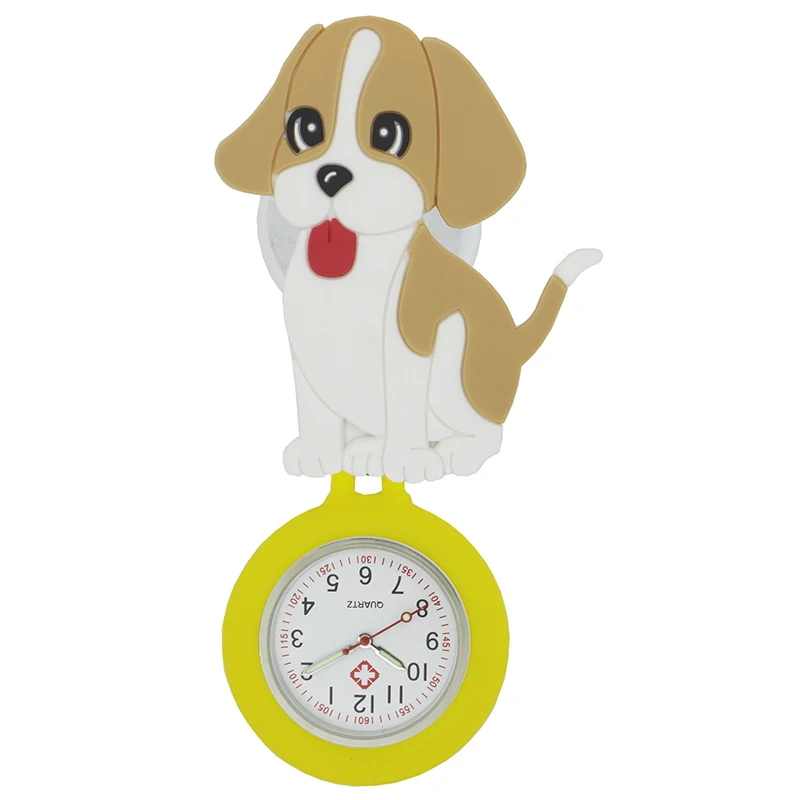 YiJia Lovely Dolphin การ์ตูน Puppy Retractable Badge Reel นาฬิกาสำหรับพยาบาลกรณีป้องกันยาง
